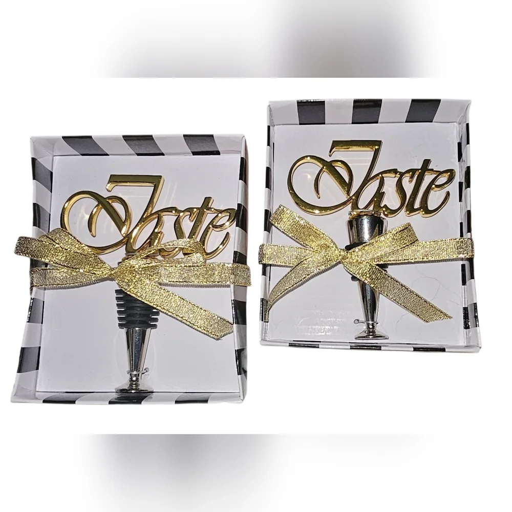 Thirstystone - NEW Gold and Silver Tone 'Taste' Bottle /Wine Stoppers. Lot of 2.